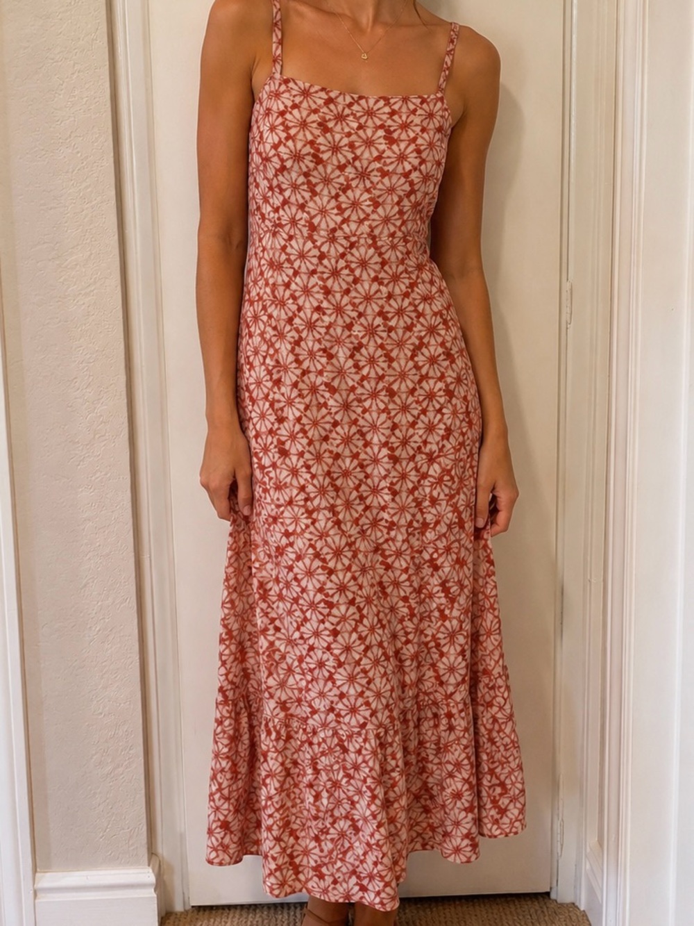 Gap Floral Slip Maxi Dress in Rust Pink